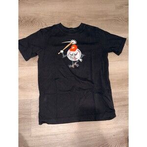 Kids Black Short Sleeve Tee with Cartoon Character